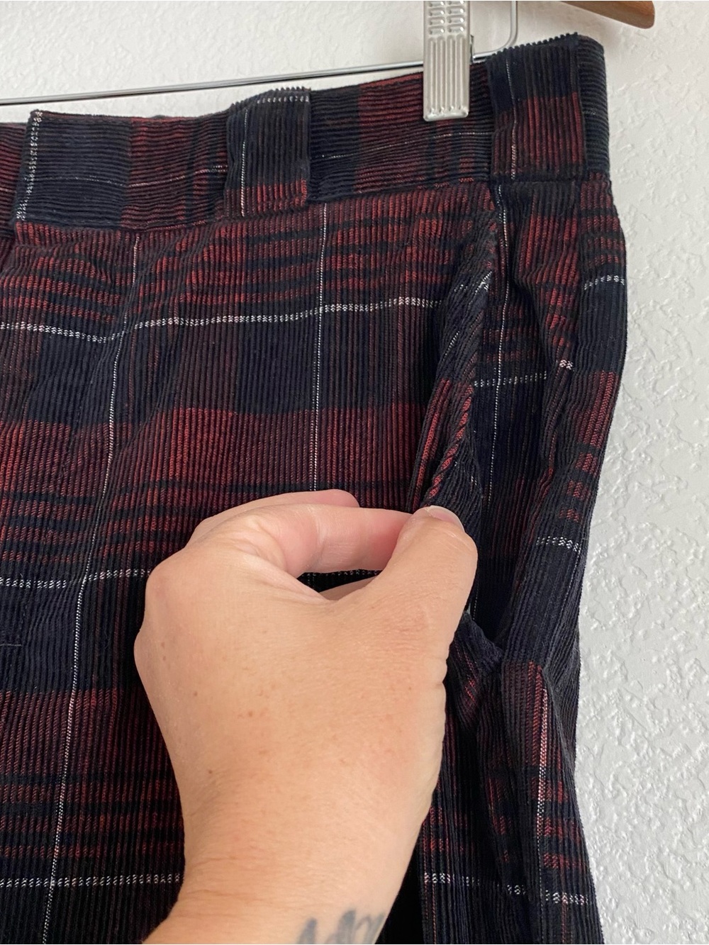 Dickies Alma Plaid Corduroy Pants, black, 33 - Picture 5 of 9